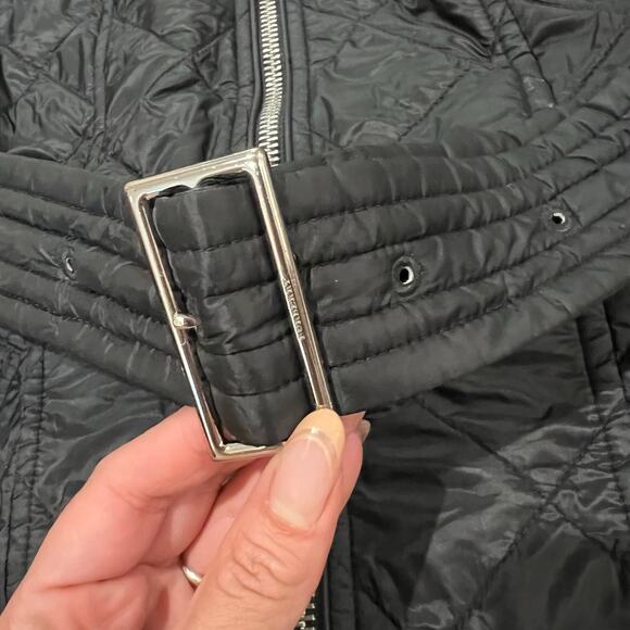 Burberry London Baughton Black Quilted Belted Removable Hood Jacket Size Small - Picture 5 of 14